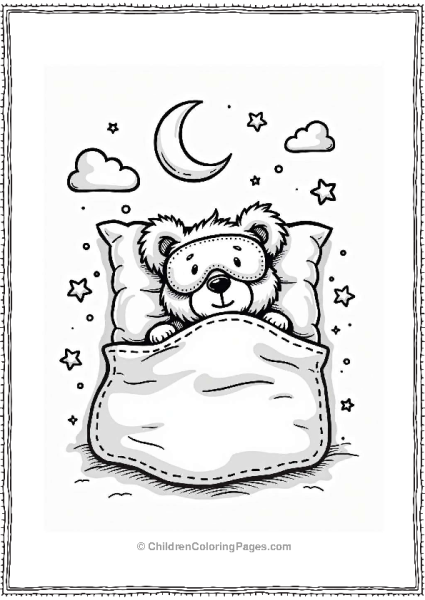 Teddy Bear In A Cozy Bed Free PDF Printable