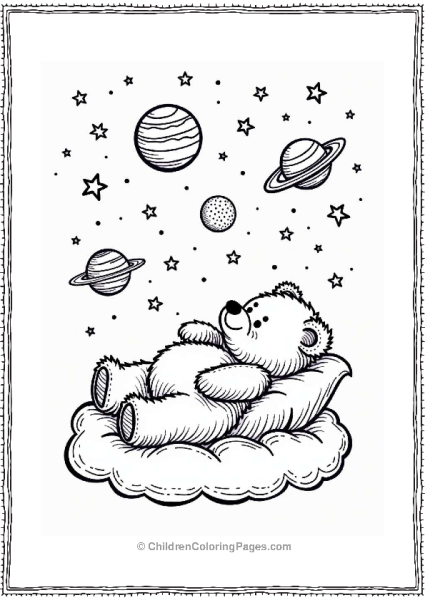 Teddy Bear In A Dreamy Night Sky Free PDF Printable