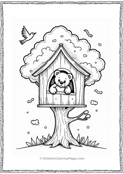 Teddy Bear In A Dreamy Treehouse Free PDF Printable