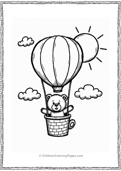 Teddy Bear In A Hot Air Balloon Free PDF Printable