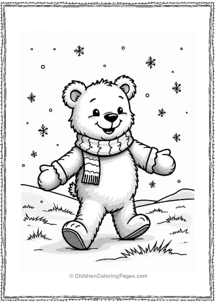 Teddy Bear In A Snowy Landscape Free PDF Printable