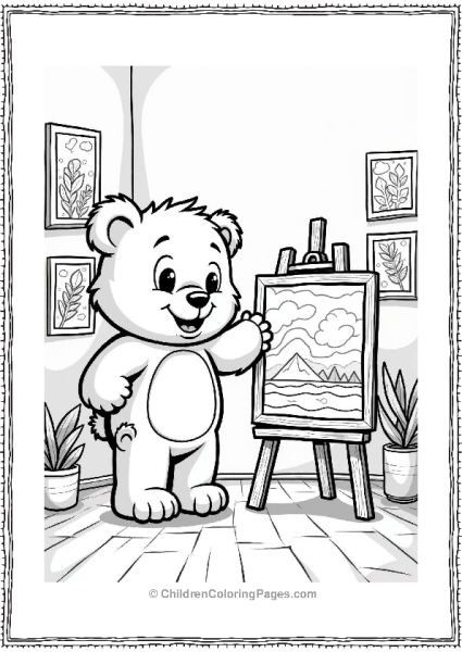 Teddy Bear In An Art Gallery Free PDF Printable