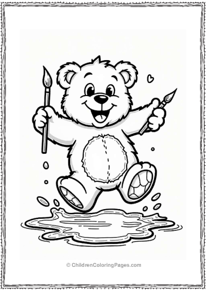 Teddy Bear In Colorful Paint Splash Free PDF Printable