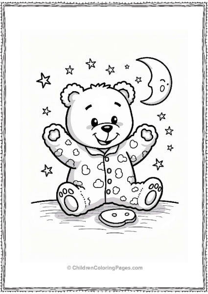 Teddy Bear In Colorful Pajamas Under Stars Free PDF Printable