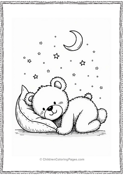 Teddy Bear On A Cozy Pillow Free PDF Printable