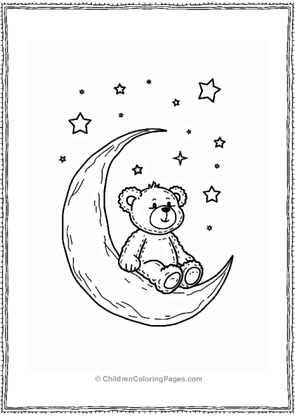 Teddy Bear On A Crescent Moon Free PDF Printable