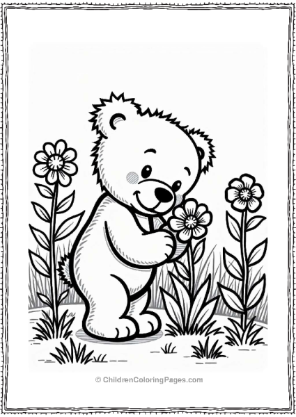 Teddy Bear Picking Flowers In A Garden Free PDF Printable