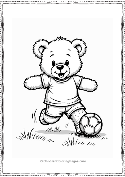 Teddy Bear Playing Soccer Free PDF Printable