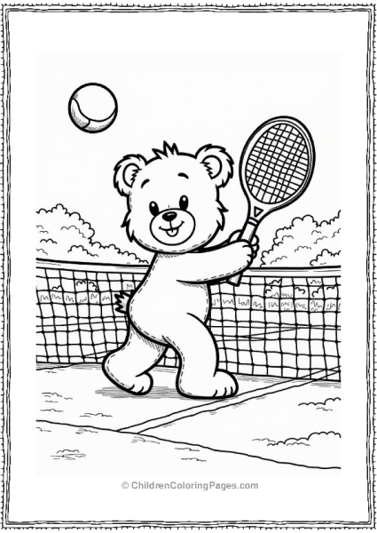 Teddy Bear Playing Tennis Free PDF Printable