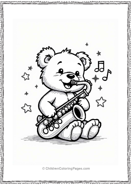 Teddy Bear Playing The Saxophone Free PDF Printable