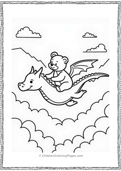 Teddy Bear Riding A Friendly Dragon Free PDF Printable