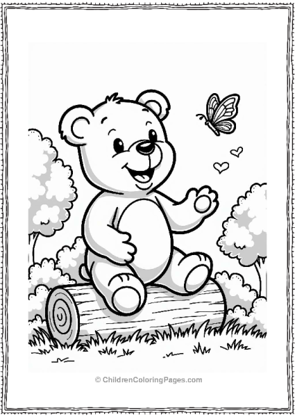 Teddy Bear Watching A Butterfly Free PDF Printable