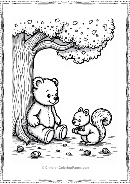 Teddy Bear Watching A Squirrel Free PDF Printable