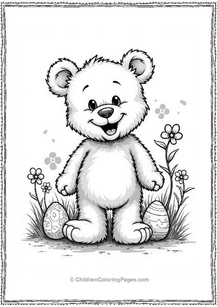 Teddy Bear With Easter Eggs Free PDF Printable