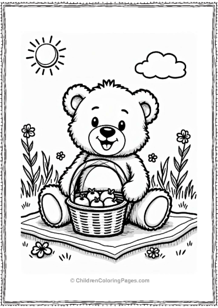 Teddy Bear With Picnic Basket Free PDF Printable