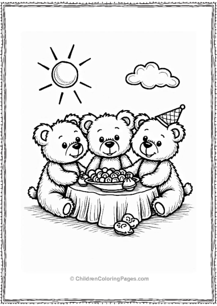 Teddy Bears At A Colorful Table Free PDF Printable