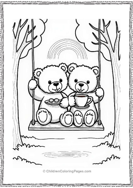 Teddy Bears On A Swing With Tea Free PDF Printable