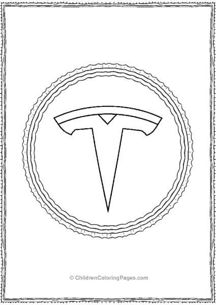 Tesla Logo With Decorative Circular Frame Free PDF Printable