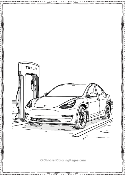 Tesla Model 3 Parked Free PDF Printable