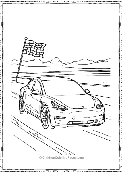 Tesla Model 3 Racing On A Track Free PDF Printable