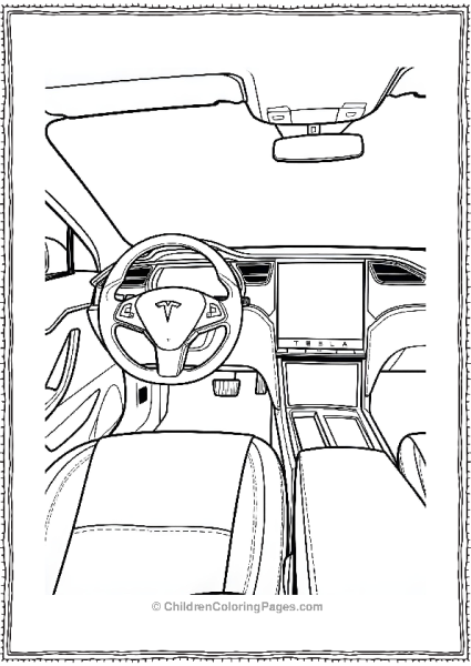 Tesla Model S With Large Digital Display Free PDF Printable