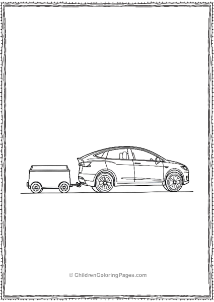 Tesla Model X Towing A Small Trailer Free PDF Printable