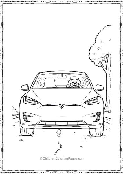 Tesla Model X With A Pet Free PDF Printable