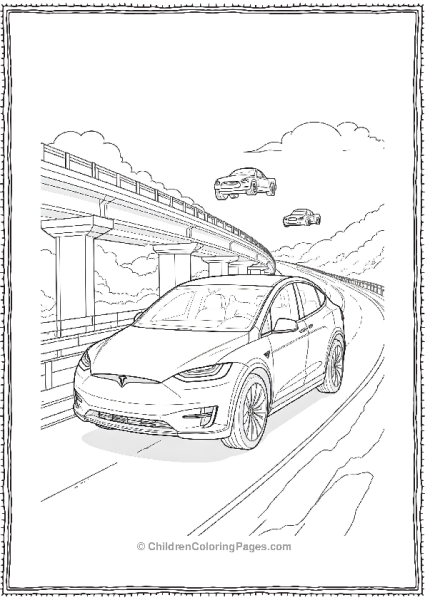 Tesla Model X With Flying Cars Free PDF Printable