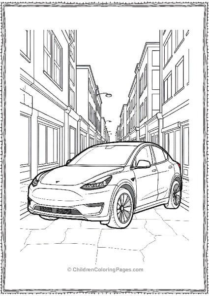 Tesla Model Y Parked In Urban Setting Free PDF Printable