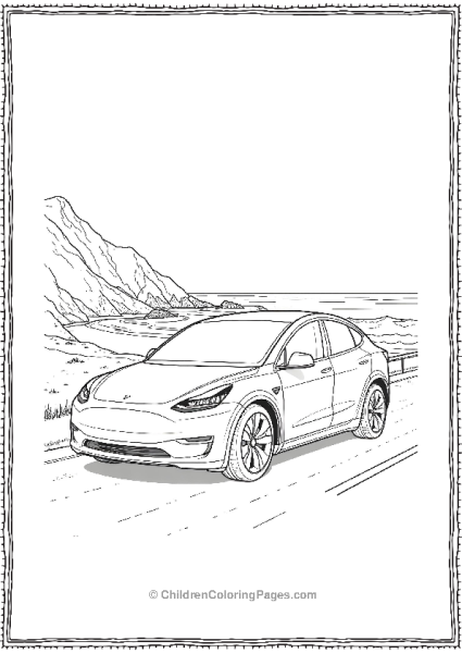 Tesla Model Y Parked On A Beach Free PDF Printable