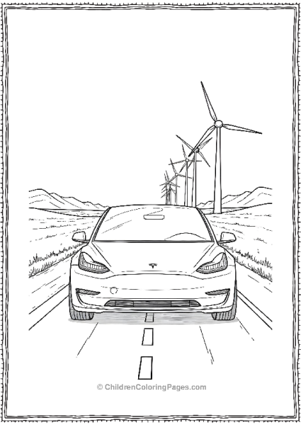 Tesla Model Y With Open Wing Road Free PDF Printable