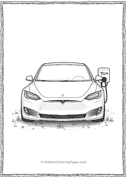 Tesla Pakred On A Charging Station Free PDF Printable