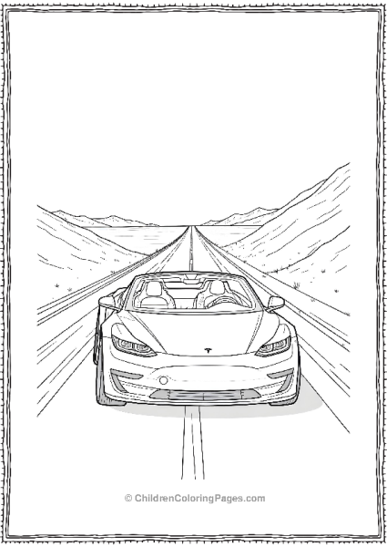 Tesla Roadster On An Highway Speeding Free PDF Printable