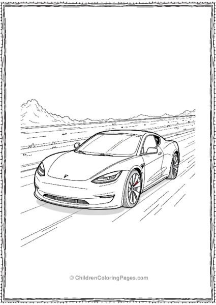 Tesla Roadster Speeding On A Highway Free PDF Printable