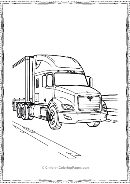 Tesla Semi Truck Driving On A Highway Free PDF Printable