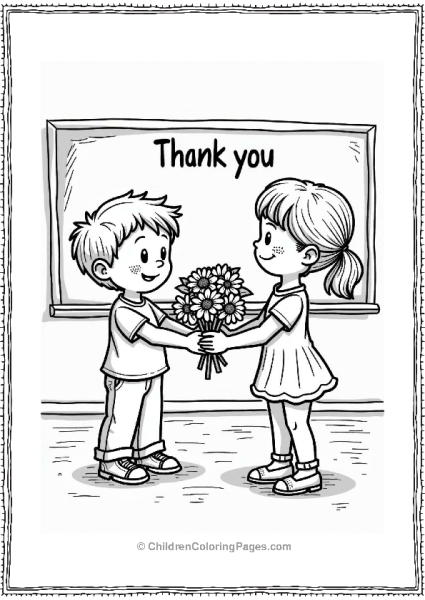 Thank You Teacher With Flowers Free PDF Printable