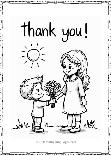 Thankful Child Gift Bouquet To Parent Thank You Coloring Pages Free PDF Printable