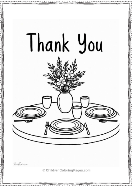 Thankful Table Setting For Kids Thank You Coloring Pages Free PDF Printable