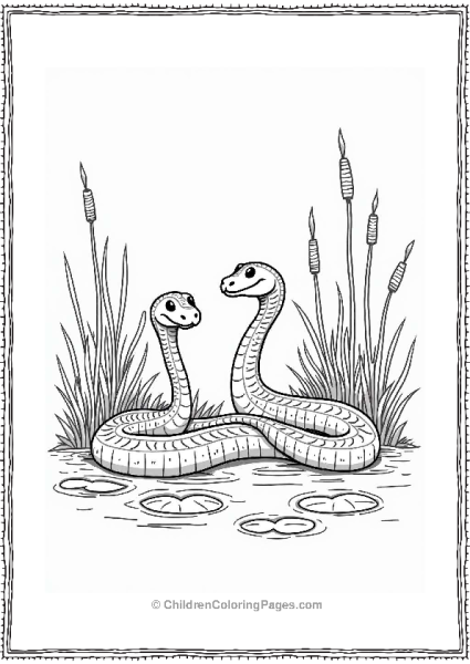 Three Snakes By A Calm Pond Free PDF Printable