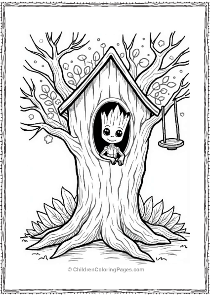 Tiny Groot In A Treehouse Free PDF Printable