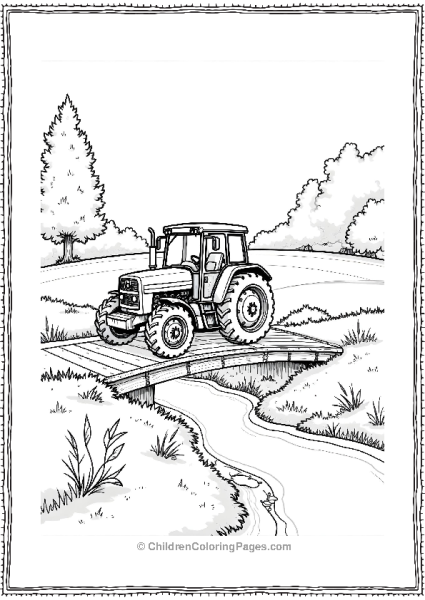 Tractor Crossing A Wooden Bridge Free PDF Printable