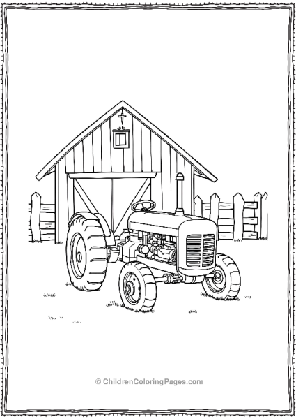 Tractor Parked Beside A Barn Free PDF Printable