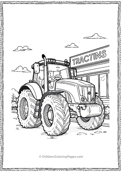 Tractor Parked In Front Of Dealership Free PDF Printable