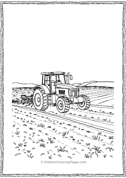 Tractor Plowing A Large Field Free PDF Printable