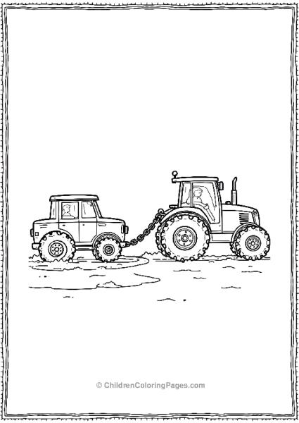 Tractor Towing A Stuck Vehicle Free PDF Printable