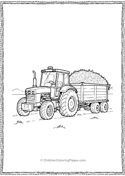 Tractor Towing Hay Wagon Free PDF Printable