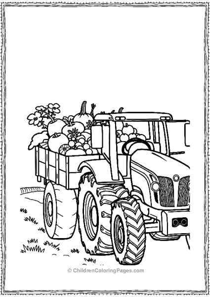 Tractor Transporting Vegetables And Fruits Free PDF Printable