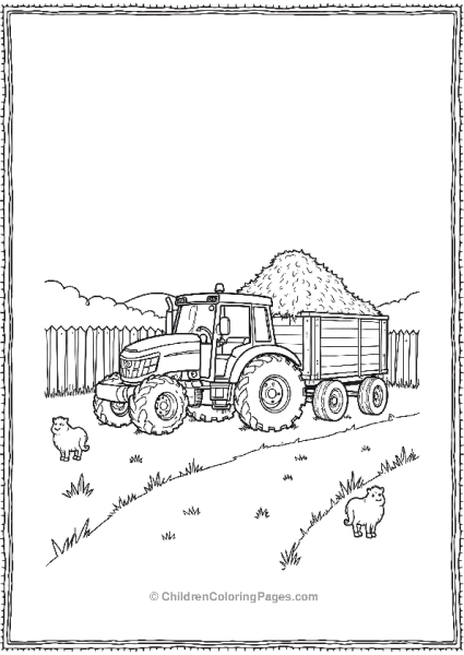 Tractor Unloading A Pile Of Hay Free PDF Printable