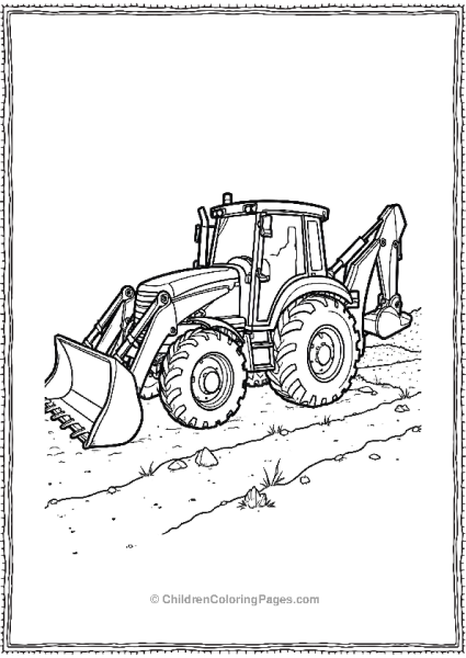 Tractor With A Backhoe Digging Trench Free PDF Printable