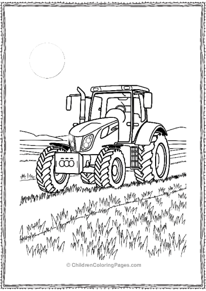 Tractor With Large Headlight Working In Field At Night Free PDF Printable